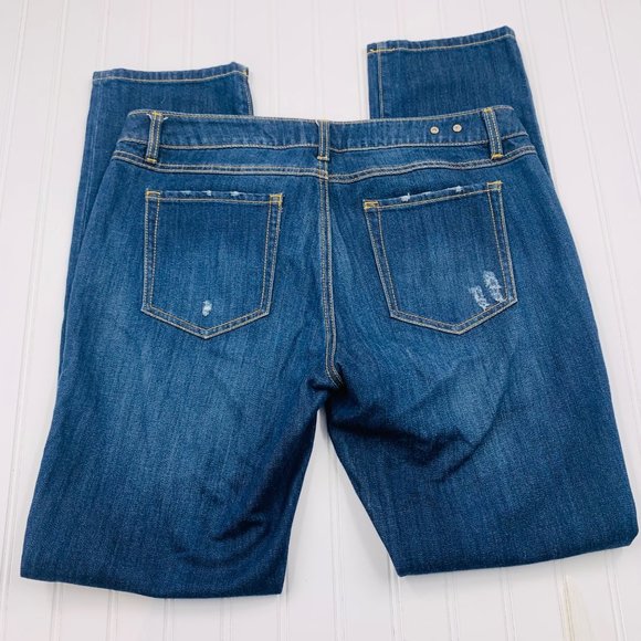 CAbi Women's Slim Boyfriend Distressed Jeans Sz 10 Mid Rise Stretch Denim #3045 - Picture 7 of 8